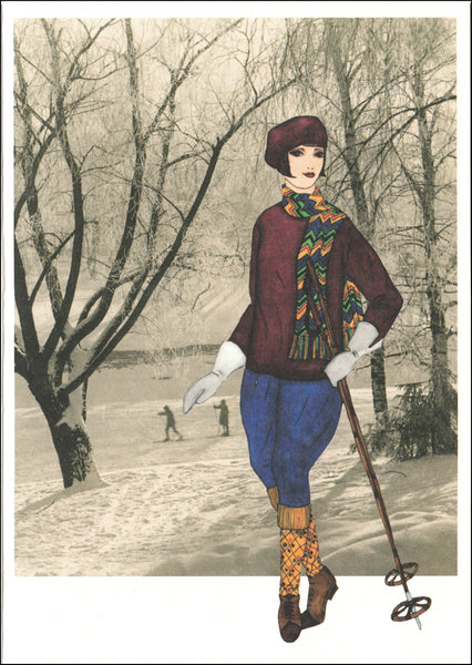 Kortti. 'Mandin hiihtoretki 1920'.  2-osainen, kuorella.